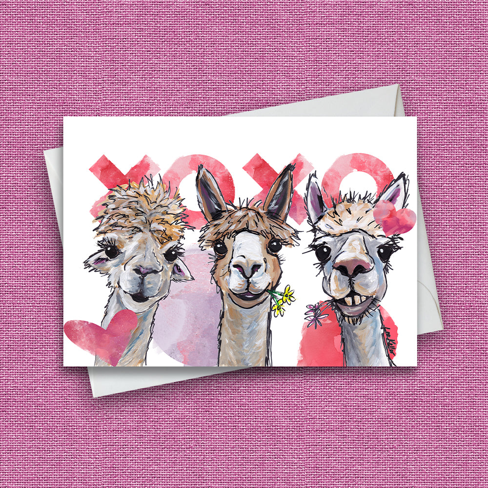 Valentine's Day Card 'Trio', Alpaca Valentine's Day Card