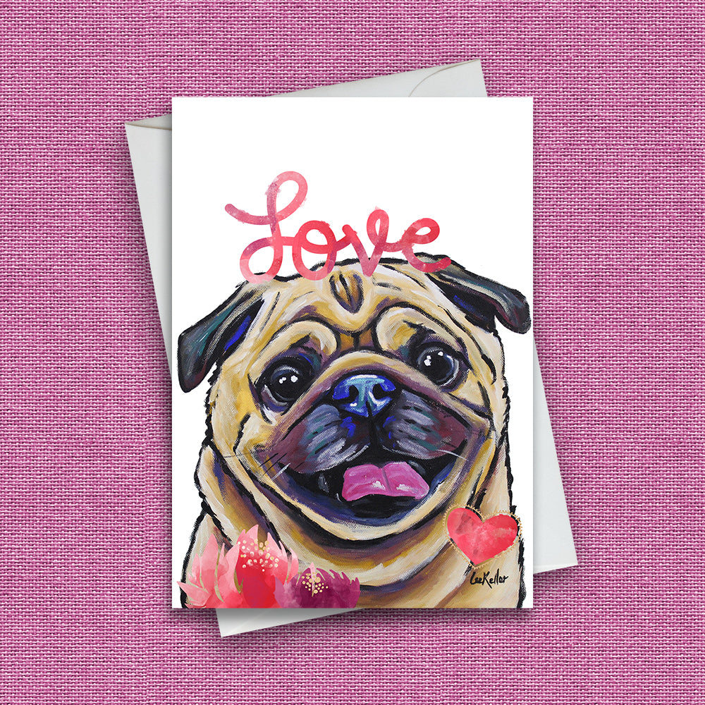 Valentine's Day Card 'Pug', Dog Valentine's Day Card