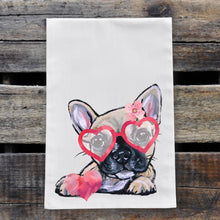 Load image into Gallery viewer, Dog Valentine&#39;s Day Towel &#39;French Bulldog&#39;, Valentine&#39;s Day Decor
