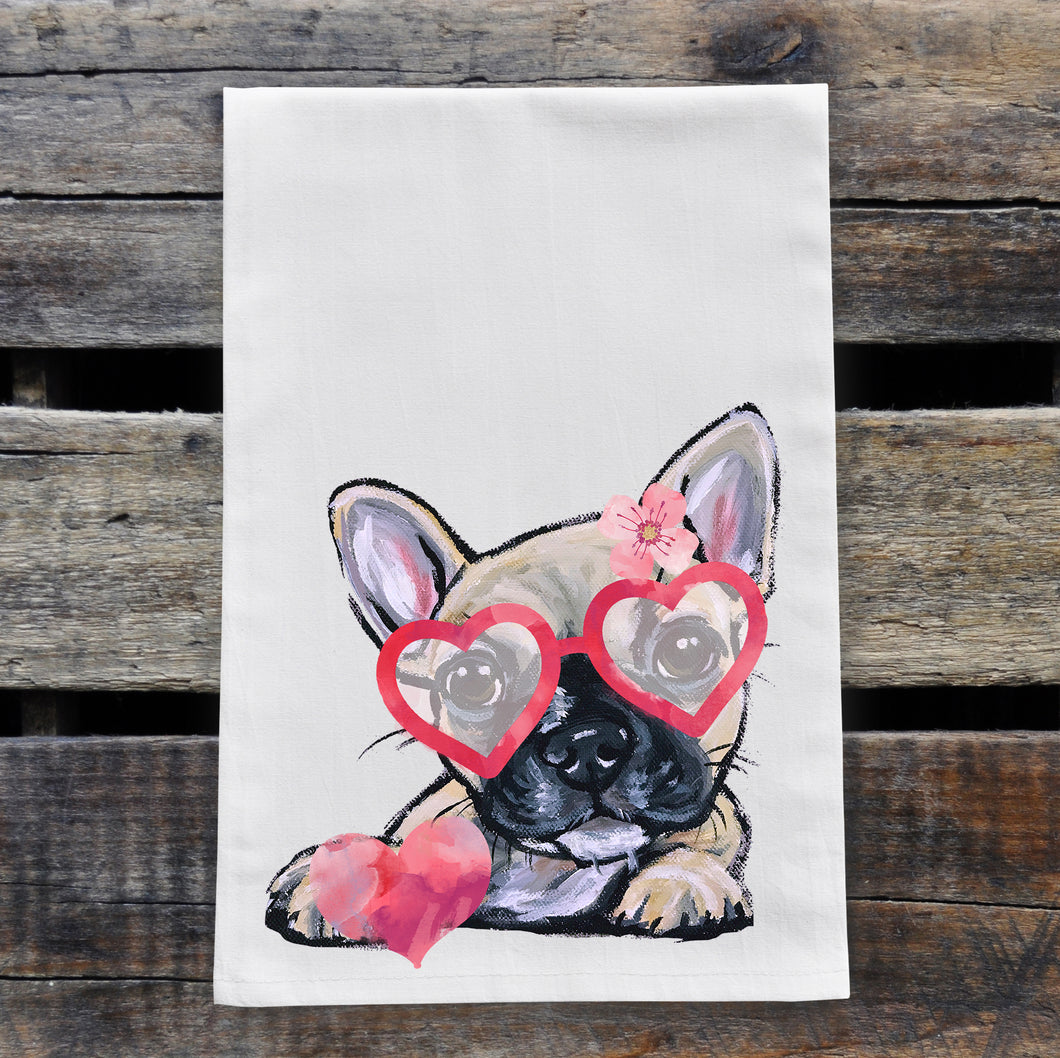 Dog Valentine's Day Towel 'French Bulldog', Valentine's Day Decor