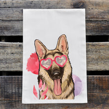 Load image into Gallery viewer, Dog Valentine&#39;s Day Towel &#39;German Shepherd&#39;, Valentine&#39;s Day Decor
