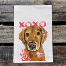 Load image into Gallery viewer, Dog Valentine&#39;s Day Towel &#39;Golden Retriever&#39;, Valentine&#39;s Day Decor
