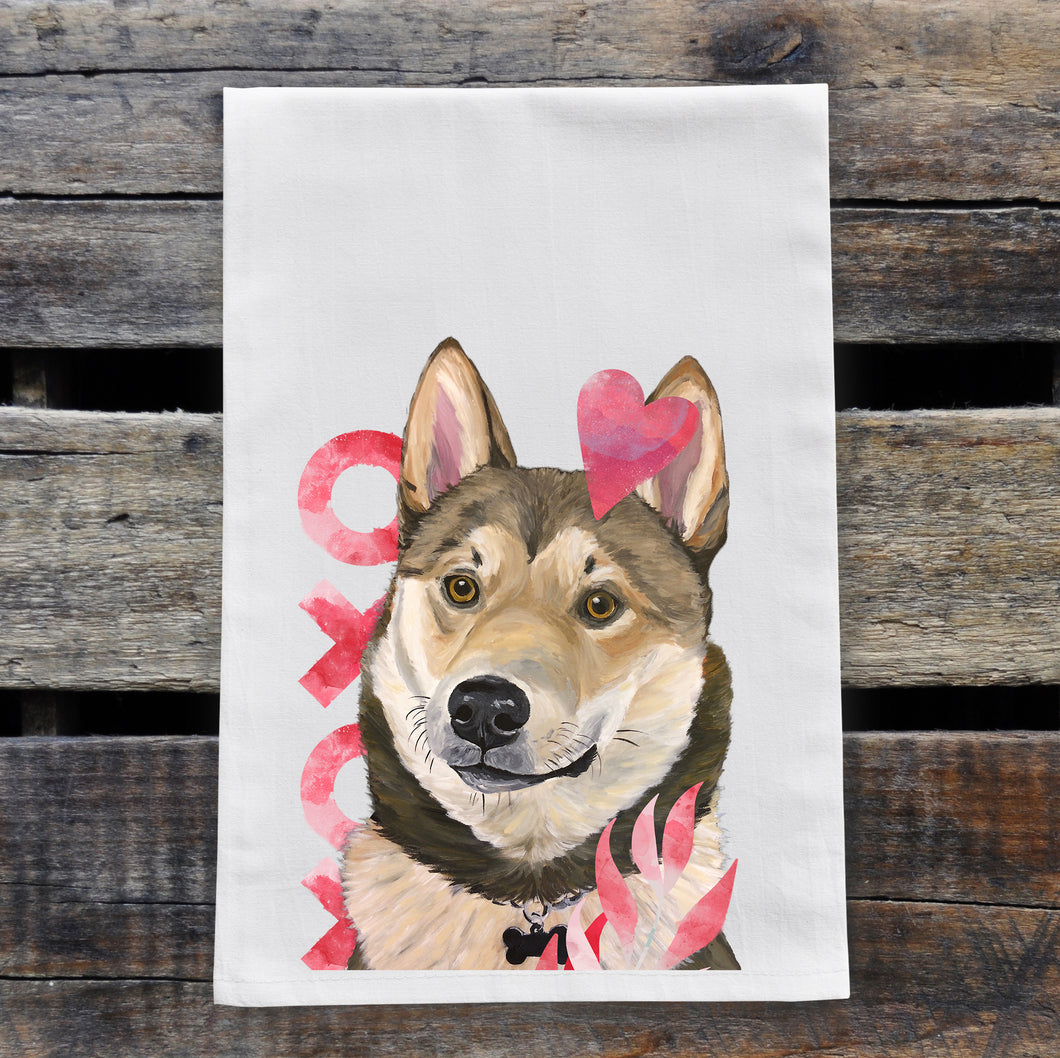 Dog Valentine's Day Towel 'Malamute', Valentine's Day Decor