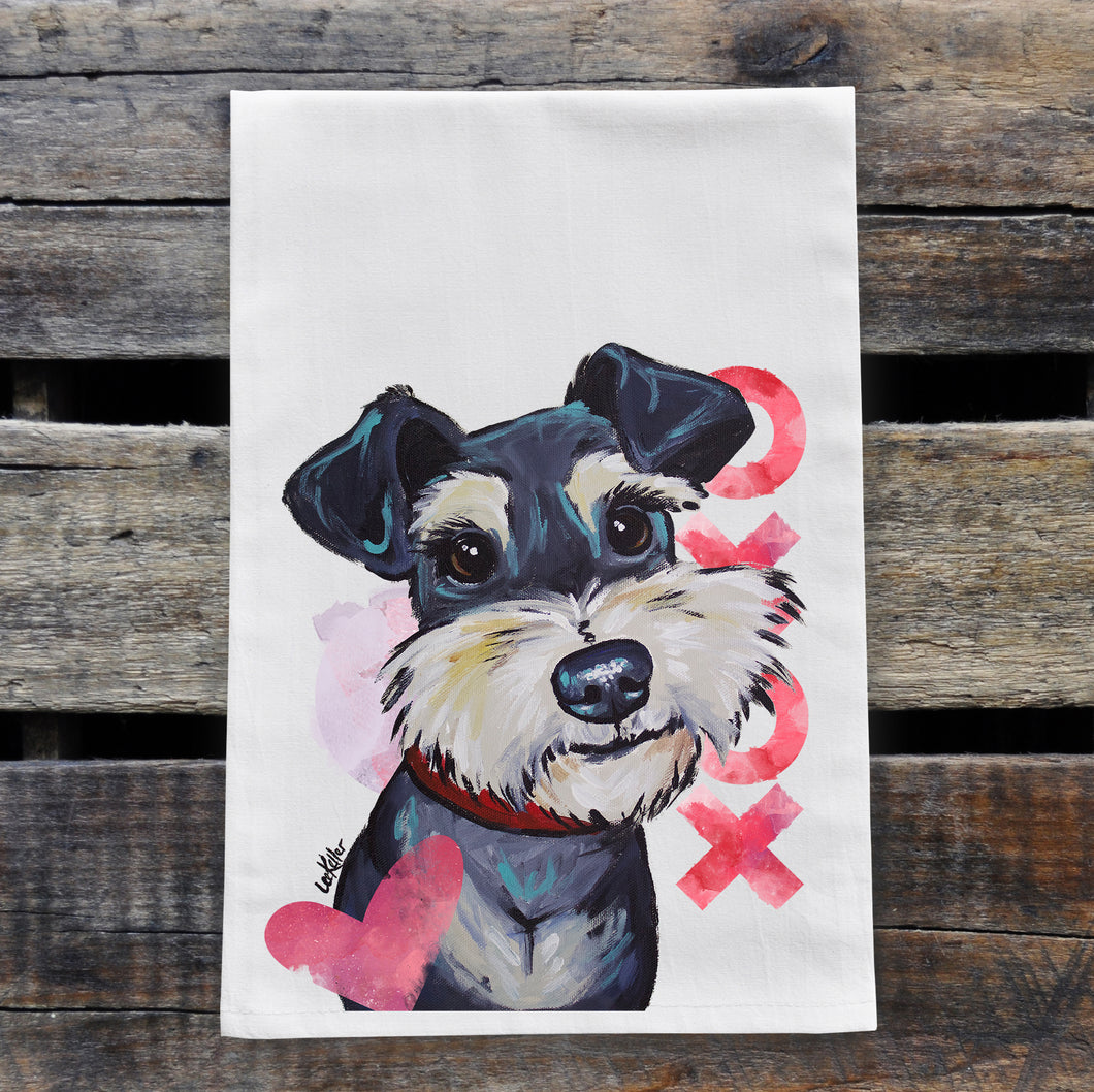 Dog Valentine's Day Towel 'Schnauzer', Valentine's Day Decor