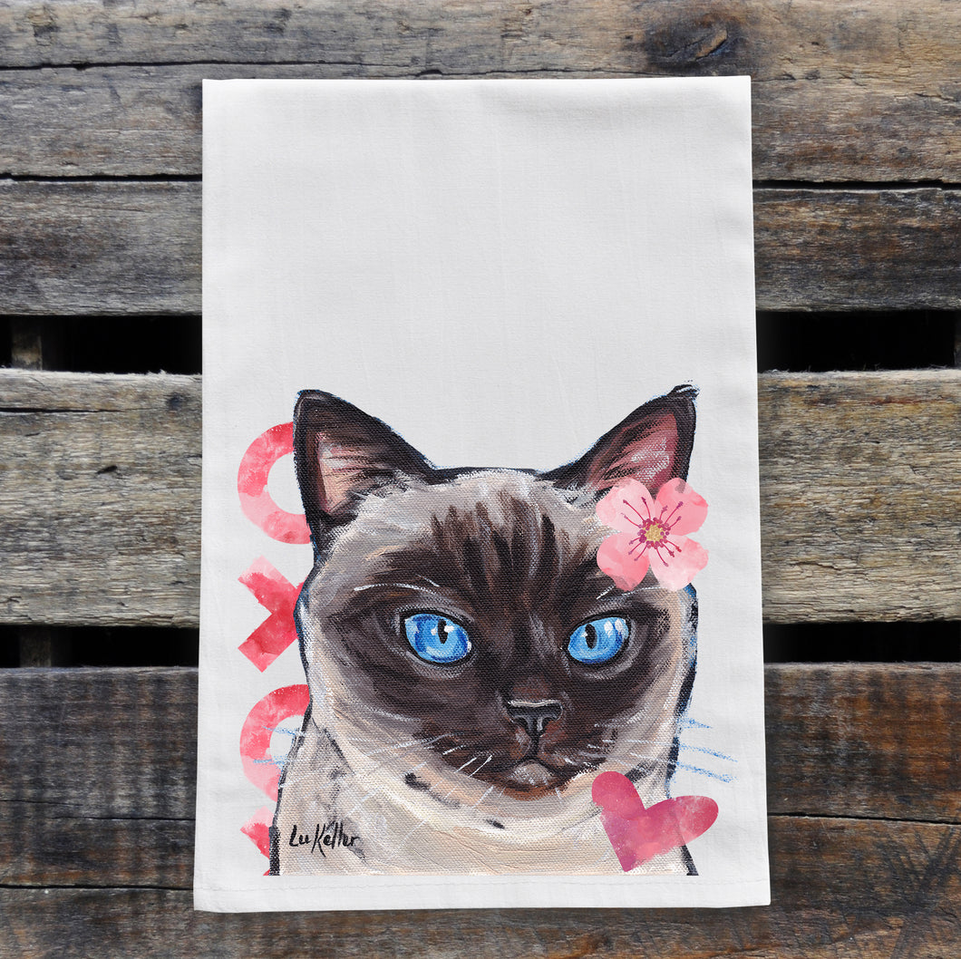 Siamese Cat Valentine's Day Towel, Valentine's Day Decor
