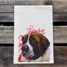 Load image into Gallery viewer, Dog Valentine&#39;s Day Towel &#39;Saint Bernard&#39;, Valentine&#39;s Day Decor
