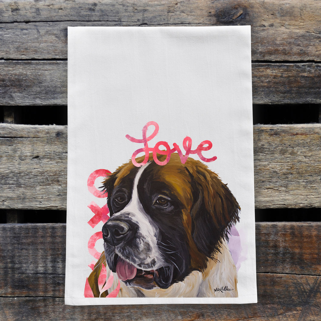 Dog Valentine's Day Towel 'Saint Bernard', Valentine's Day Decor