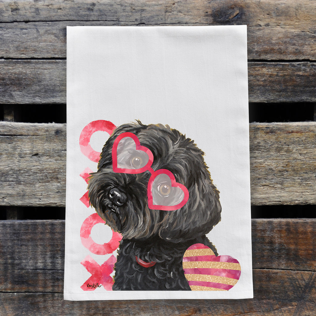 Dog Valentine's Day Towel 'Yorkie Poo', Valentine's Day Decor