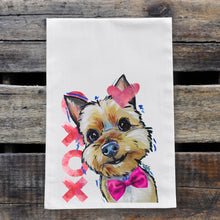 Load image into Gallery viewer, Dog Valentine&#39;s Day Towel &#39;Yorkie&#39;, Valentine&#39;s Day Decor

