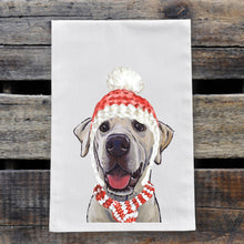 Load image into Gallery viewer, Christmas Dog Towel &#39;Yellow Lab&#39;, Holiday Dog Towel
