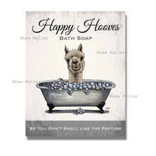 Load image into Gallery viewer, Alpaca Bathroom Art, &#39;Shenanigan Happy Hooves&#39; Alpaca Print
