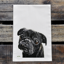 Load image into Gallery viewer, Black Pug Towel, Dog Towel, Farmhouse Kitchen Decor
