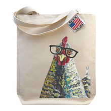 Load image into Gallery viewer, Chicken Tote Bag, Chicken Lover Gift,Chicken with glasses tote bag
