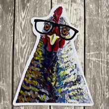 Load image into Gallery viewer, Chicken Sticker, 4&quot; Sticker, Cute Chicken Glasses Sticker
