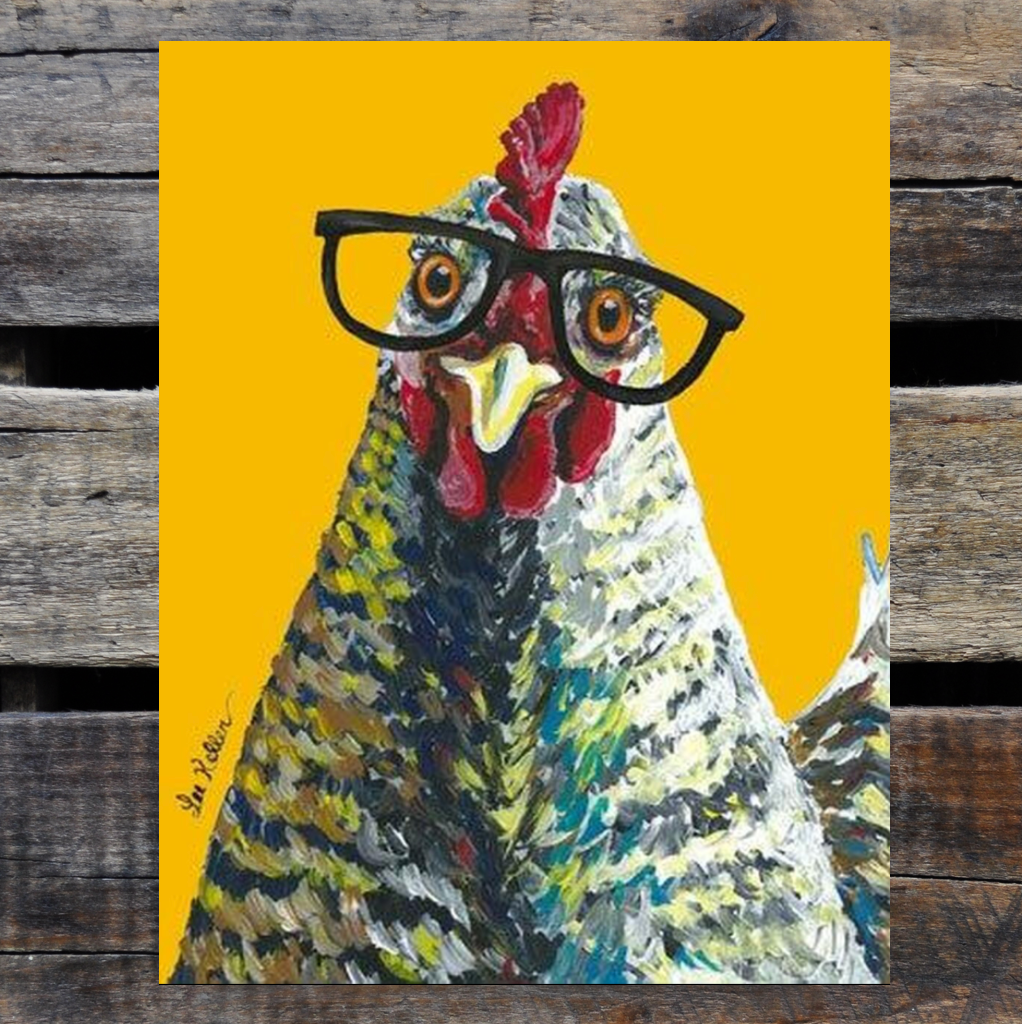 Metal Sign, Chicken Tin Sign, 'Williaminia' with Glasses