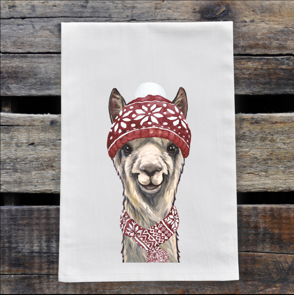 Alpaca Christmas Towel, 'EllieMae'