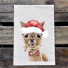 Load image into Gallery viewer, Alpaca Christmas Towel, &#39;Holly&#39;
