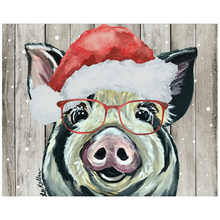 Load image into Gallery viewer, Pig Christmas Art Print, &#39;Sarge&#39;
