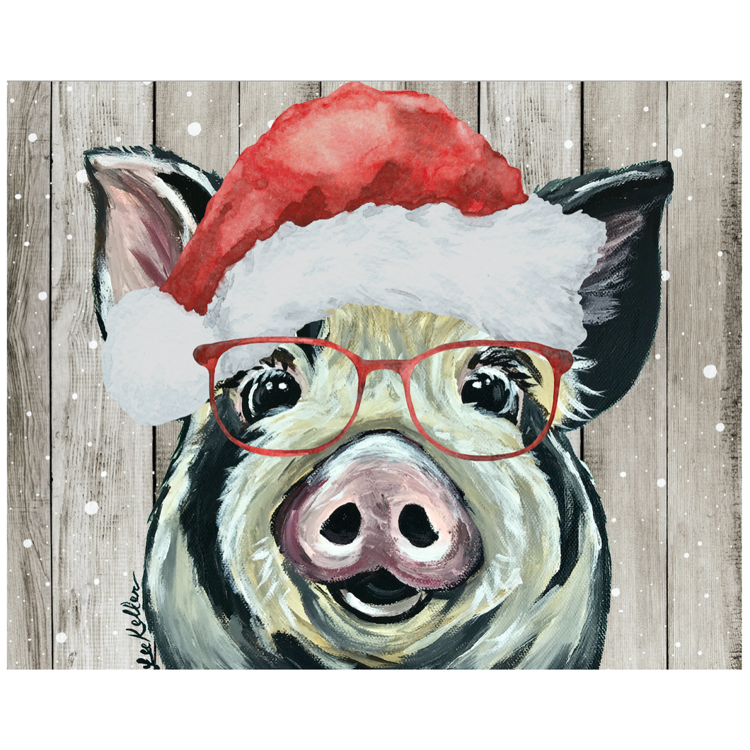 Pig Christmas Art Print, 'Sarge'
