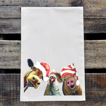 Load image into Gallery viewer, Trio Christmas Towel, &#39;Chicken, Pig and Cow&#39;
