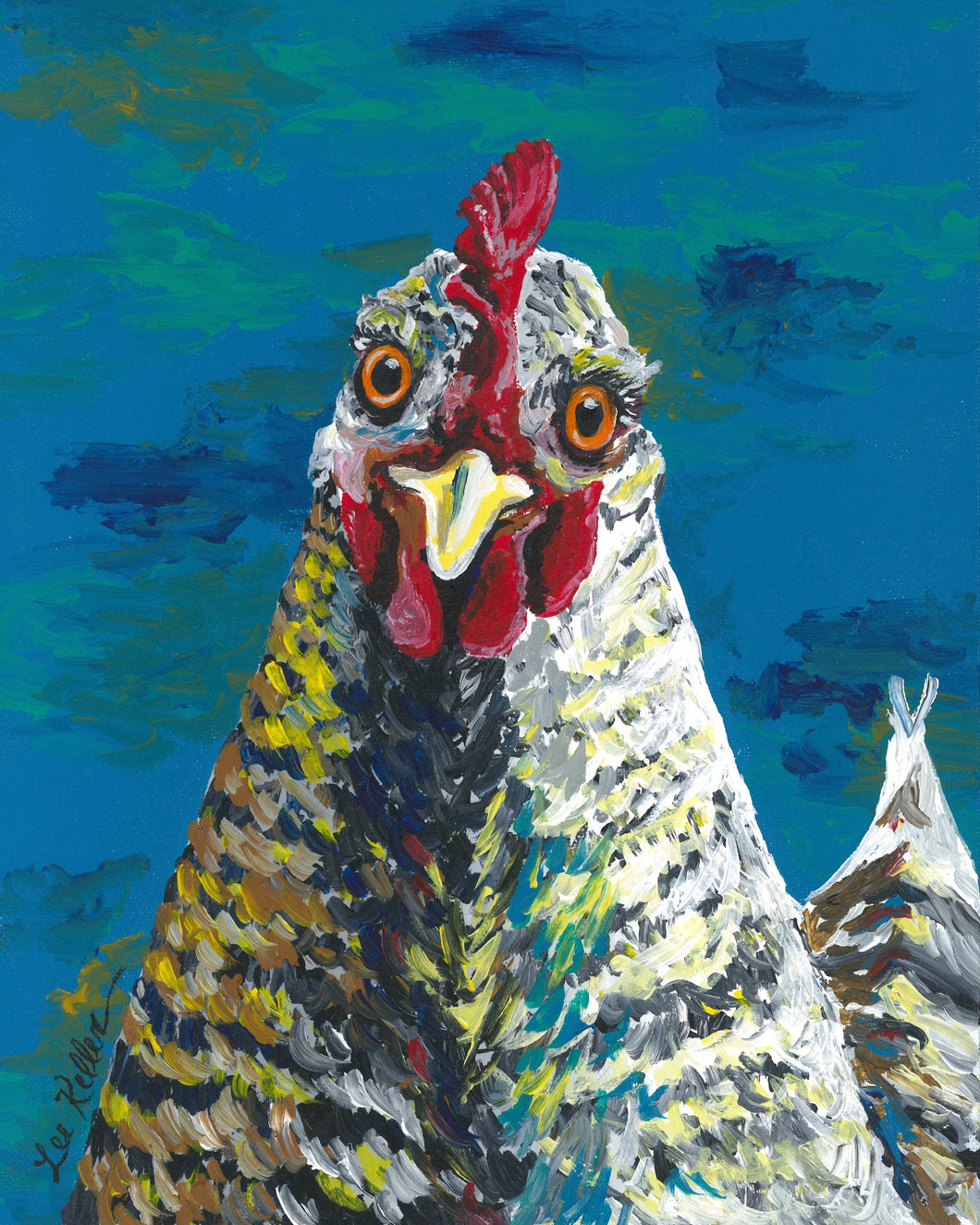 Chicken Art Print, 'Williaminia' Colorful Chicken Fine Art Print