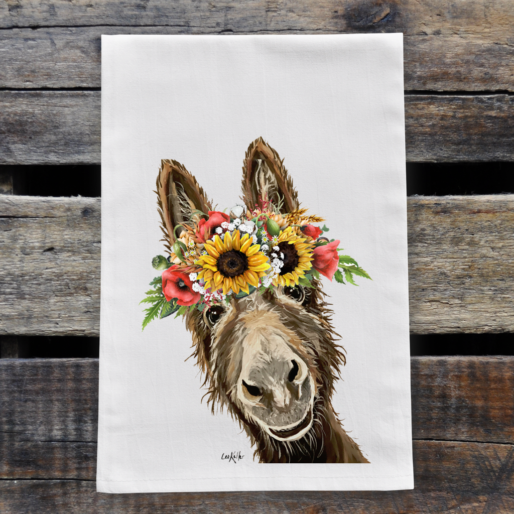 Donkey Towel 'Raymond', Colorful Sunflower Fall/Thanksgiving Decor