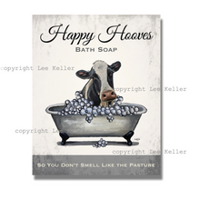Load image into Gallery viewer, Cow Bathroom Art, &#39;Happy Hooves Cow in Tub&#39; Cow Art Print
