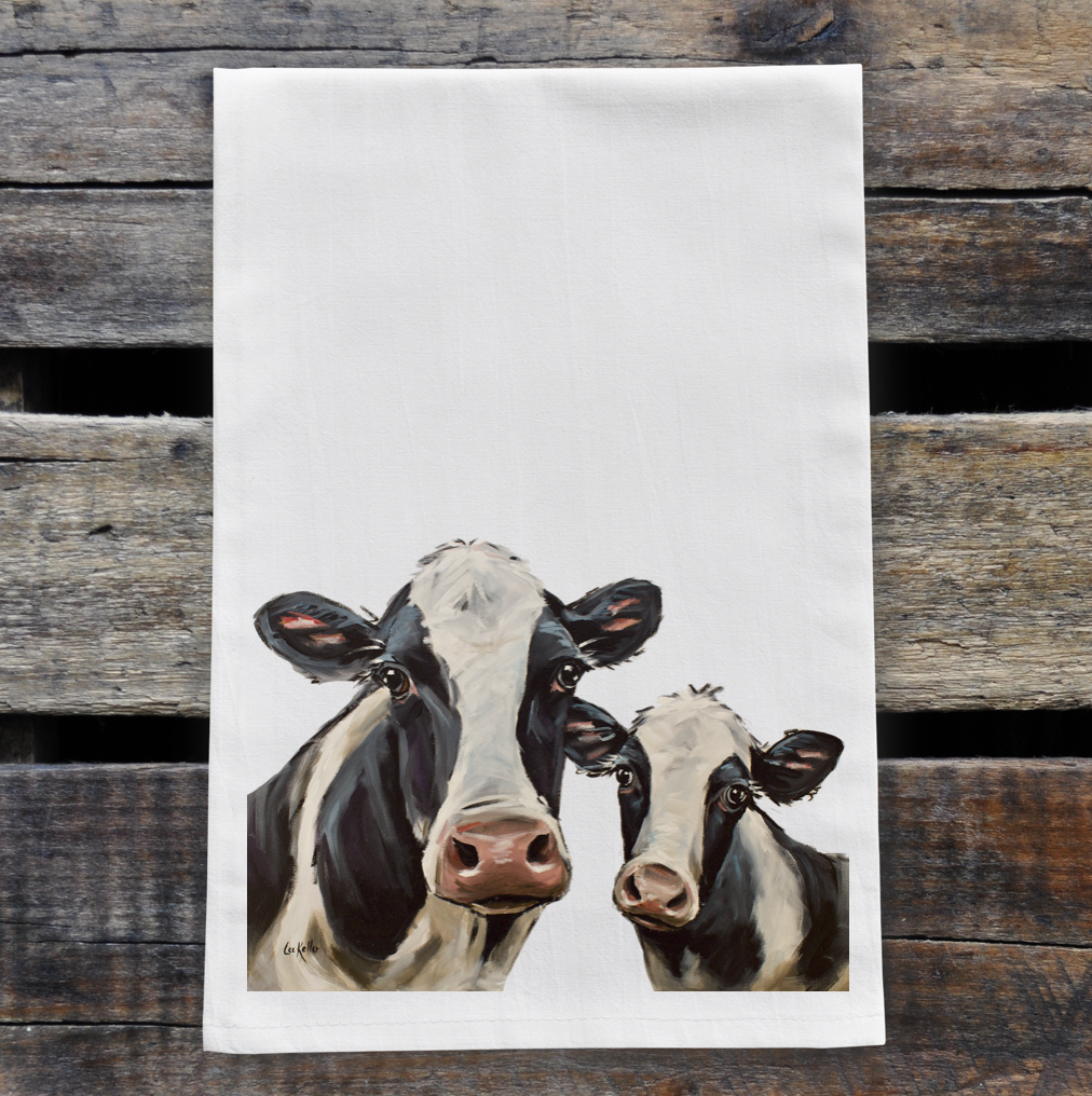 Cow Towel 'Mom & Baby', Farmhouse Kitchen Decor