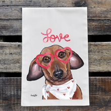 Load image into Gallery viewer, Dachshund Valentine&#39;s Day Towel, &#39;Love&#39;

