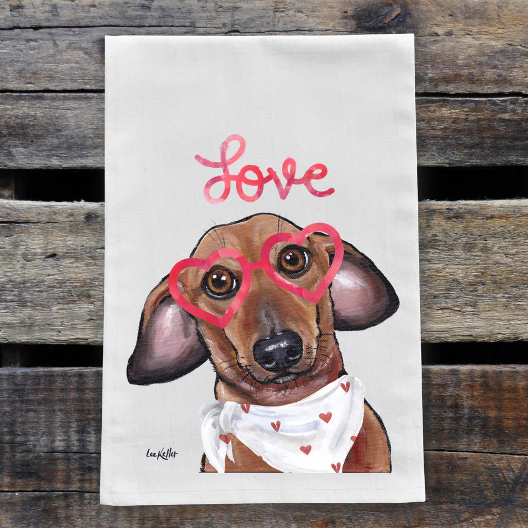 Dachshund Valentine's Day Towel, 'Love'