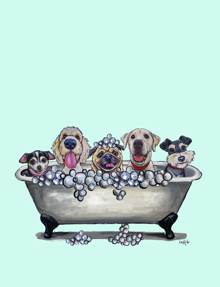 Dog Art, 'Bathtub Dogs' Dog Print