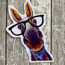Load image into Gallery viewer, Donkey Sticker, 4&quot; Sticker, Cute Donkey Glasses Sticker
