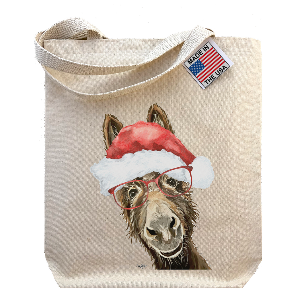 Donkey Christmas Tote Bag, 'Raymond'