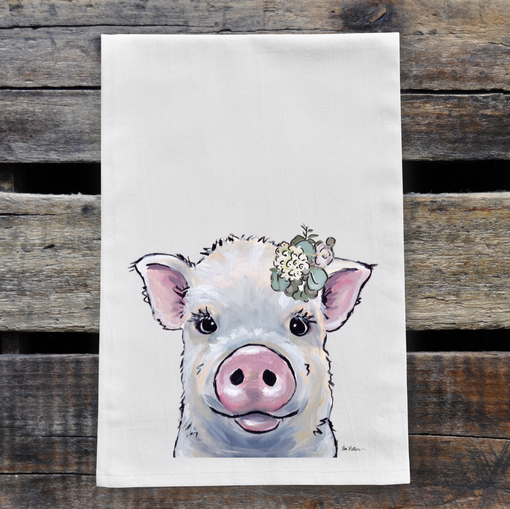 Pig Towel 'Delbert', Farmhouse Neutral Kitchen Decor