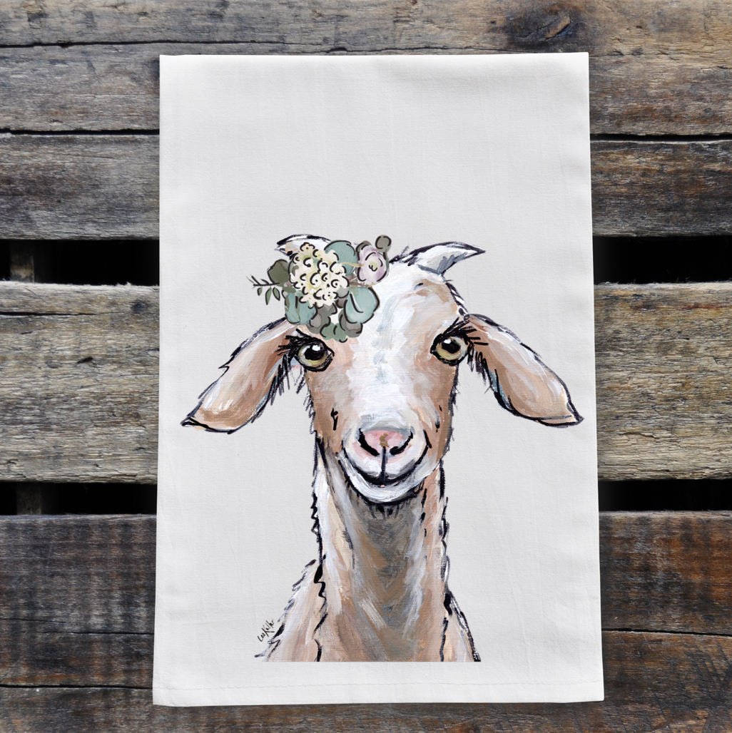Goat Towel 'Shyla', Farmhouse Neutral Kitchen Decor