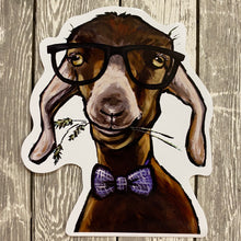 Load image into Gallery viewer, Goat Sticker, 4&quot; Sticker, Cute Goat Glasses Sticker
