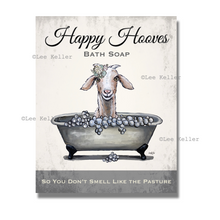 Load image into Gallery viewer, Goat Bathroom Art, &#39;Happy Hooves&#39;, Goat Art Print
