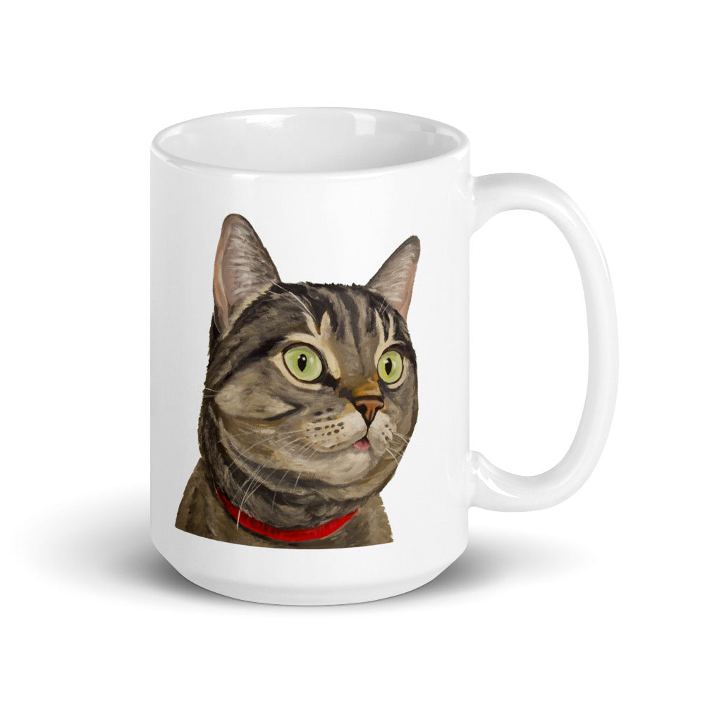 Grey Tabby Mug, Cat Coffee Mug, 15oz Grey Tabby Cat Mug