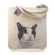 Load image into Gallery viewer, Grey and White Cat Tote Bag, Cat Tote Bag, Grey &amp; White Cat
