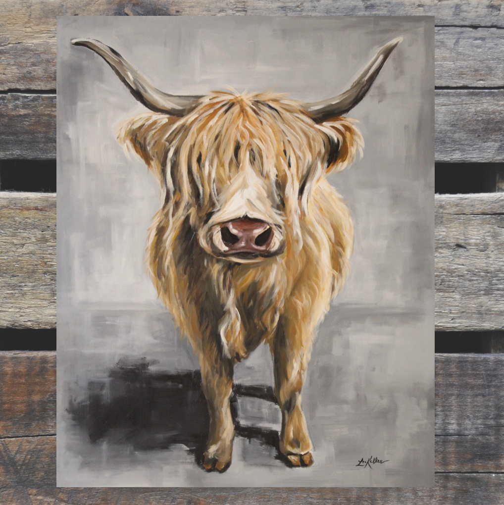 Metal Sign, Highland Cow Tin Sign, Standing Highland Cow, Farmhouse Decor