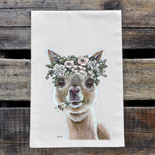 Load image into Gallery viewer, Alpaca Towel &#39;Holly&#39; Boho Flowers, Farmhouse Kitchen Decor
