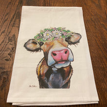 Load image into Gallery viewer, Daisies Cow Towel &#39;Hazel&#39;, Farmhouse Kitchen Decor
