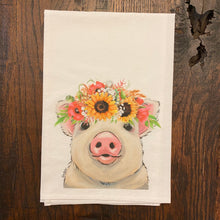 Load image into Gallery viewer, Pig Towel &#39;Paisley&#39;, Colorful Sunflower Fall/Thanksgiving Decor
