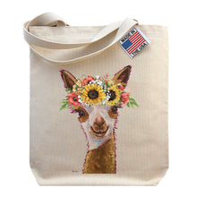 Load image into Gallery viewer, Colorful Sunflower Alpaca Tote Bag, Colorful Sunflower Llama Gifts
