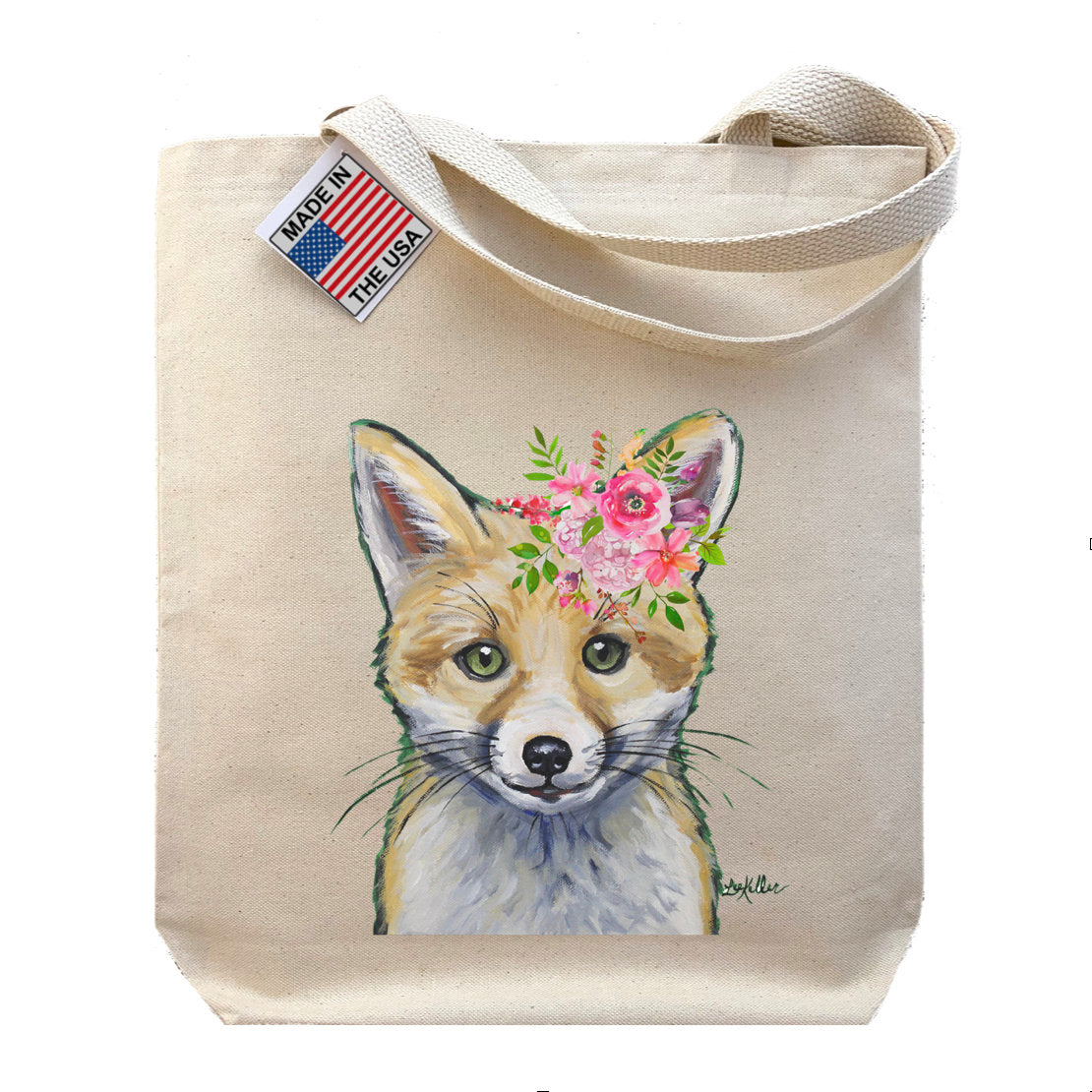 Spring Flowers Fox Tote Bag – Hippie Hound Studios - Featuring Art by ...