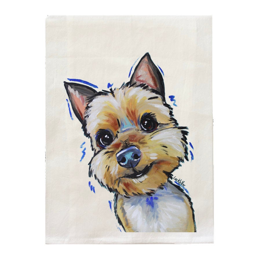 Yorkie Towel, Dog Towel, Farmhouse Kitchen Decor