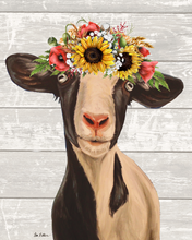 Load image into Gallery viewer, Goat Art, &#39;Luna&#39; Colorful Sunflower Fall Goat Print
