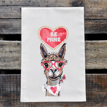 Load image into Gallery viewer, Alpaca Valentine&#39;s Day Towel, &#39;Be Mine&#39;
