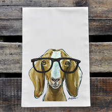 Load image into Gallery viewer, Goat Glasses Towel &#39;Madge&#39;, Farmhouse Kitchen Decor
