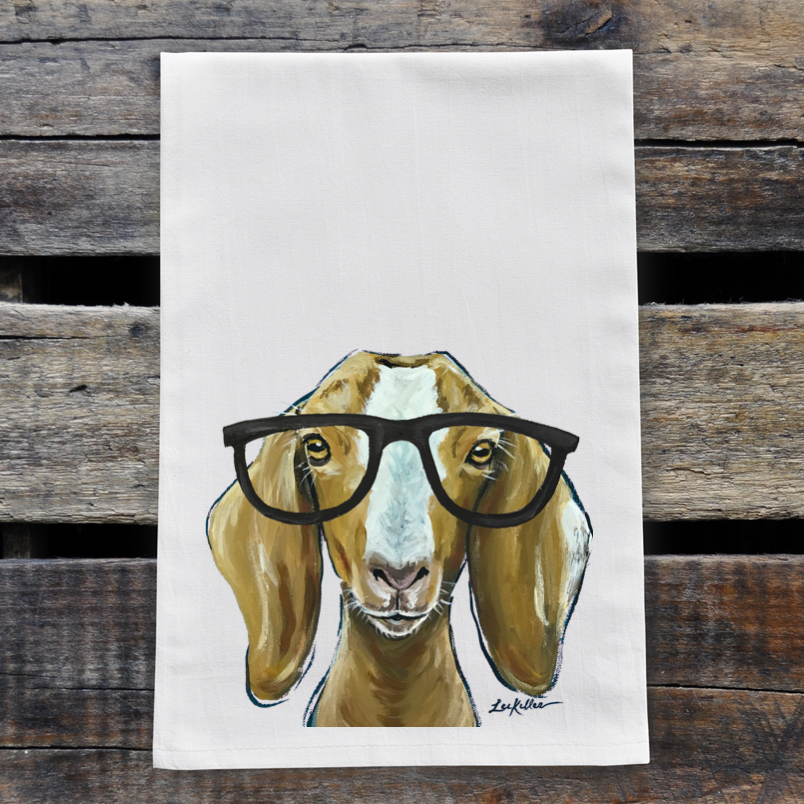 Goat Glasses Towel 'Madge', Farmhouse Kitchen Decor